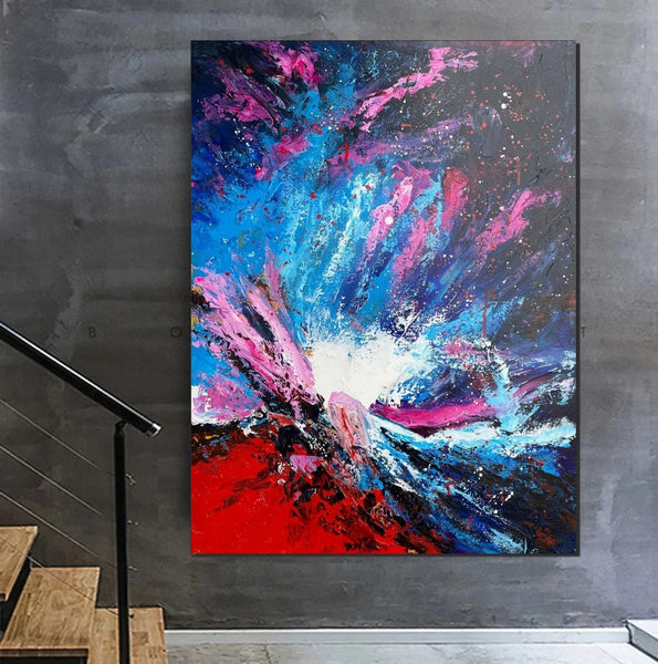 Abstract Paintings Behind Sofa, Contemporary Canvas Wall Art, Buy Paintings Online, Acrylic Paintings for Bedroom, Palette Knife Canvas Art-Art Painting Canvas