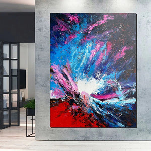 Abstract Paintings Behind Sofa, Contemporary Canvas Wall Art, Buy Paintings Online, Acrylic Paintings for Bedroom, Palette Knife Canvas Art-Art Painting Canvas
