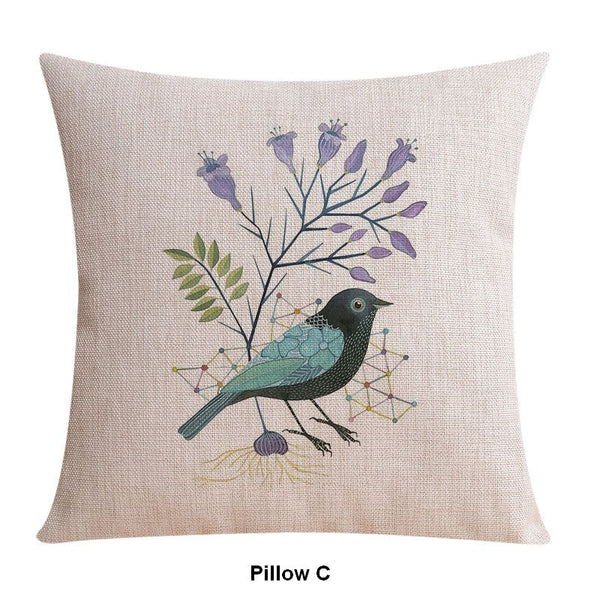 Love Birds Throw Pillows for Couch, Singing Birds Decorative Throw Pillows, Modern Sofa Decorative Pillows, Decorative Pillow Covers-Art Painting Canvas