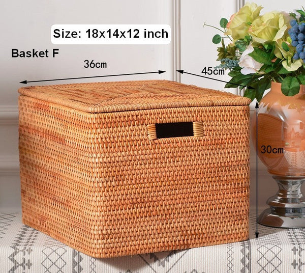 Square Storage Basket with Lid, Extra Large Storage Baskets for Clothes, Rattan Storage Basket for Shelves, Oversized Storage Baskets for Kitchen-Art Painting Canvas