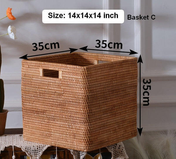 Woven Rattan Storage Baskets for Bedroom, Storage Basket for Shelves, Large Rectangular Storage Baskets for Clothes, Storage Baskets for Kitchen-Art Painting Canvas