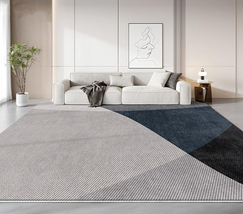 Blue Contemporary Modern Rugs, Geometric Contemporary Rugs Next to Bed, Modern Rugs for Living Room, Contemporary Rugs for Dining Room-Art Painting Canvas