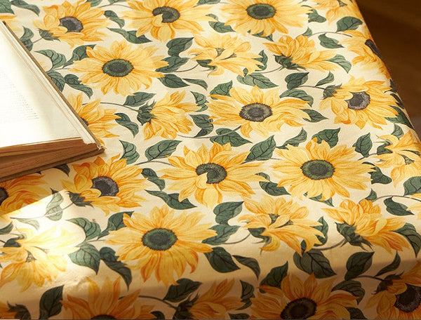 Modern Rectangle Tablecloth for Dining Room Table, Yellow Sunflower Pattern Farmhouse Table Cloth, Square Tablecloth for Round Table-Art Painting Canvas