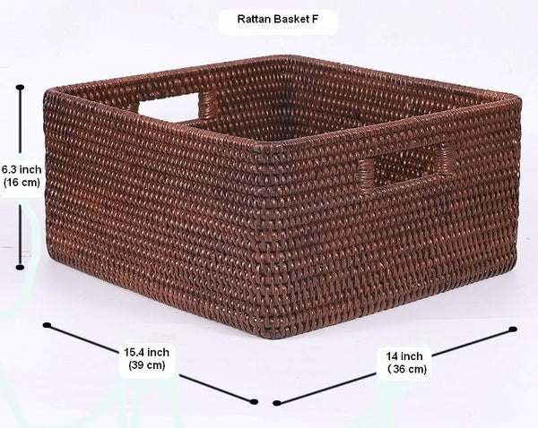 Large Brown Woven Rattan Storage Basket, Storage Baskets for Kitchen, Rectangular Storage Baskets, Storage Baskets for Clothes-Art Painting Canvas