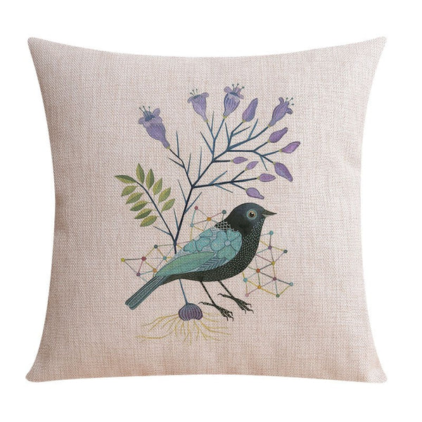 Modern Sofa Decorative Pillows for Children's Room, Singing Birds Decorative Throw Pillows, Love Birds Throw Pillows for Couch, Decorative Pillow Covers-Art Painting Canvas