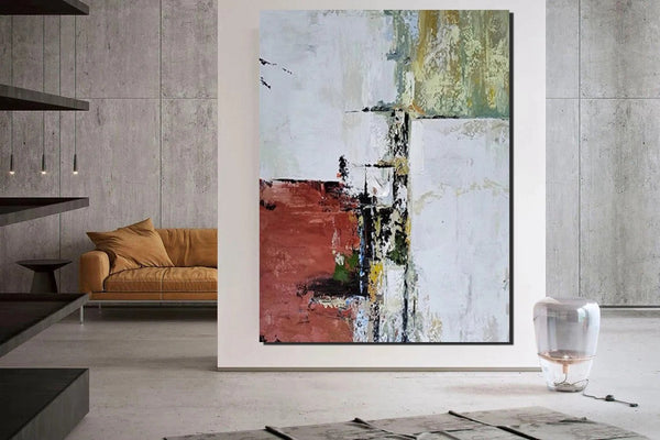 Contemporary Art Painting, Modern Paintings, Bedroom Acrylic Painting, Simple Painting Ideas, Living Room Wall Painting, Large Red Canvas Painting-Art Painting Canvas