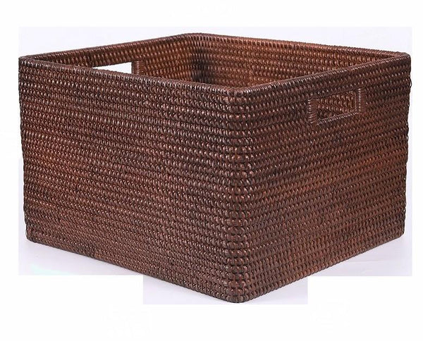 Large Brown Woven Rattan Storage Basket, Storage Baskets for Kitchen, Rectangular Storage Baskets, Storage Baskets for Clothes-Art Painting Canvas