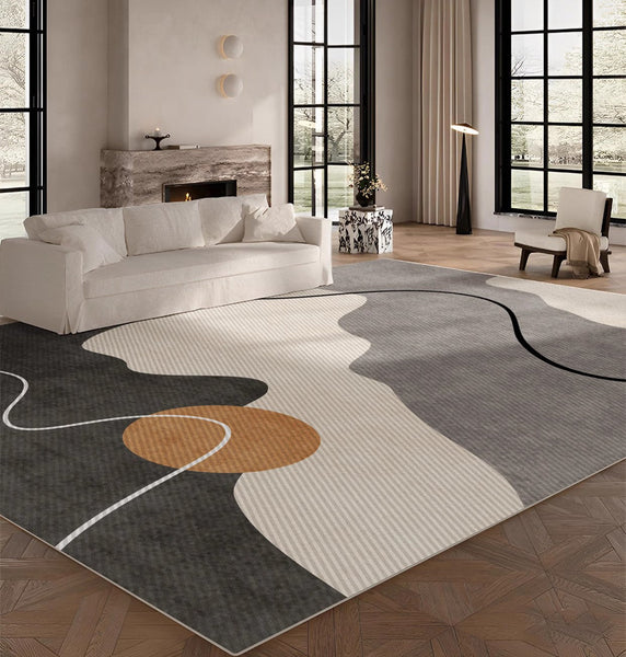 Dining Room Floor Carpet Placement Ideas, Geometric Area Rugs for Bedroom, Modern Area Rugs for Living Room, Abstract Contemporary Modern Rugs-Art Painting Canvas