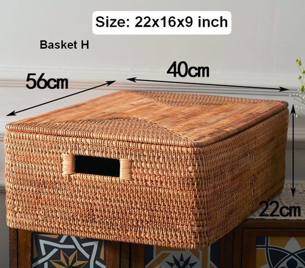 Extra Large Storage Baskets for Clothes, Oversized Rectangular Storage Basket with Lid, Wicker Rattan Storage Basket for Shelves, Storage Baskets for Bedroom-Art Painting Canvas