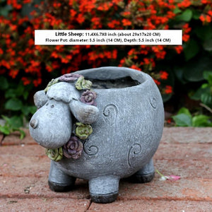 Lovely Sheep Statue for Garden, Sheep Flower Pot, Animal Statue for Garden Courtyard Ornament, Villa Outdoor Decor Gardening Ideas-Art Painting Canvas