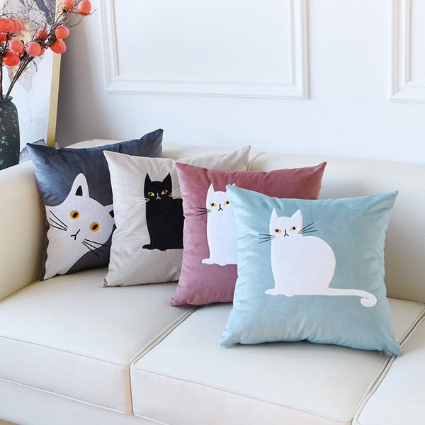 Cat Decorative Throw Pillows for Couch, Modern Sofa Decorative Pillows, Lovely Cat Pillow Covers for Kid's Room, Modern Decorative Throw Pillows-Art Painting Canvas