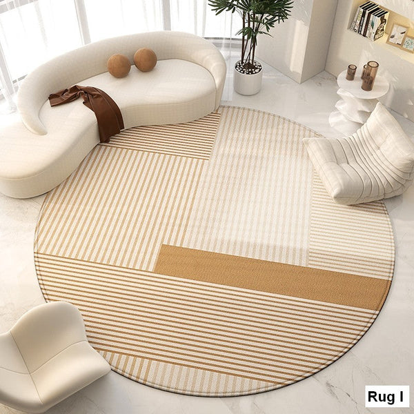 Round Modern Rugs for Living Room, Contemporary Modern Area Rugs for Bedroom, Geometric Round Rugs for Dining Room, Circular Modern Rugs under Chairs-Art Painting Canvas