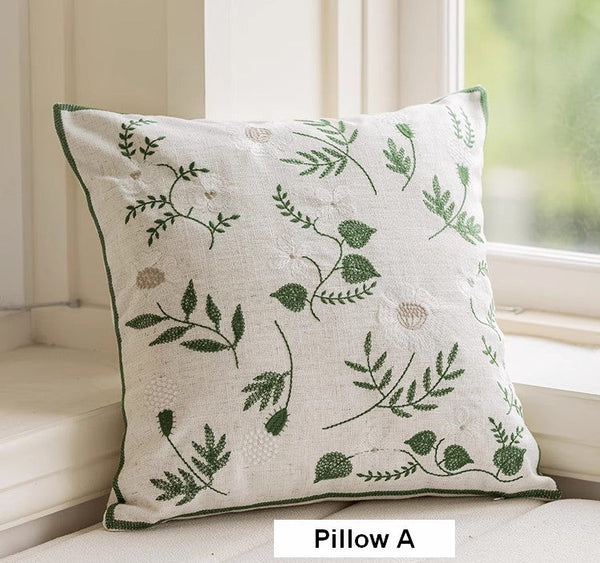 Spring Flower Decorative Pillows for Dining Room, Embroider Flower Cotton Pillow Covers, Decorative Pillows for Sofa, Farmhouse Decorative Pillows for Couch-Art Painting Canvas