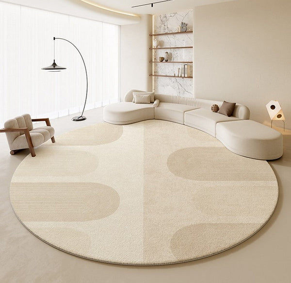 Round Contemporary Modern Rugs for Bedroom, Bathroom Modern Round Rugs, Circular Modern Rugs under Coffee Table, Round Modern Rugs in Living Room-Art Painting Canvas