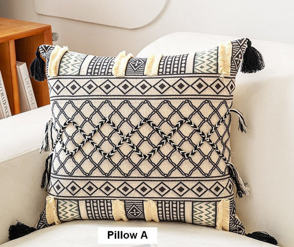 Unique Oriental Square Pillows for Bedroom, Geometric Modern Pillow Covers, Bohemian Decorative Sofa Pillows, Decorative Throw Pillows for Couch-Art Painting Canvas