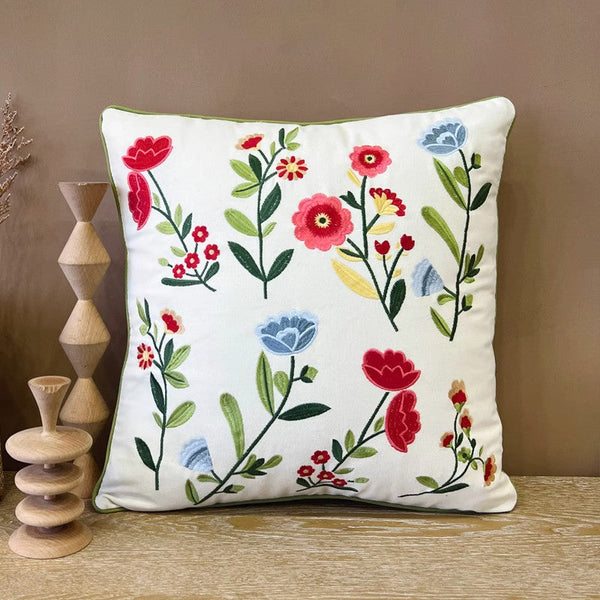 Throw Pillows for Couch, Spring Flower Decorative Throw Pillows, Farmhouse Sofa Decorative Pillows, Embroider Flower Cotton Pillow Covers-Art Painting Canvas