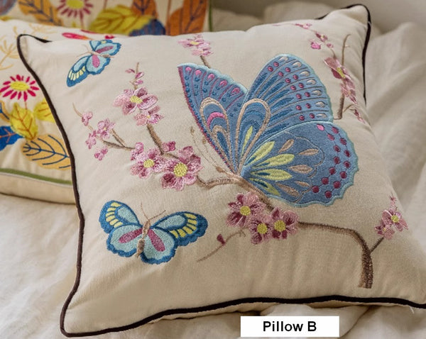 Butterfly Dragonfly Cotton and linen Pillow Cover, Modern Decorative Pillows for Couch, Decorative Throw Pillows for Living Room, Decorative Sofa Pillows-Art Painting Canvas