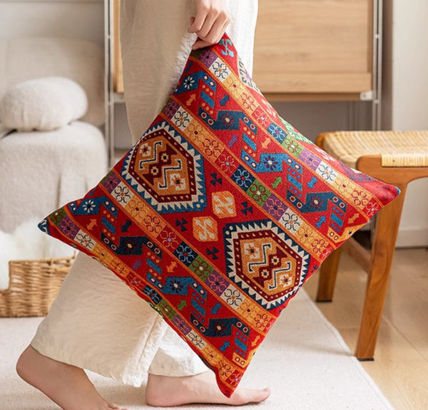 Bohemian Decorative Sofa Pillows, Extra Large Decorative Throw Pillows, Modern Sofa Pillows for Bedroom, Geometric Pattern Chenille Throw Pillow for Couch-Art Painting Canvas