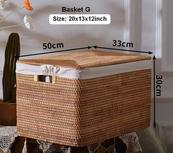 Oversized Rattan Storage Basket, Extra Large Rectangular Storage Basket for Clothes, Storage Baskets for Bathroom, Bedroom Storage Baskets-Art Painting Canvas