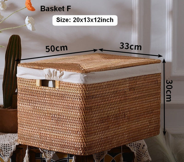 Rattan Rectangular Storage Basket with Lid, Extra Large Storage Baskets for Clothes, Storage Baskets for Bedroom, Woven Storage Baskets for Living Room-Art Painting Canvas