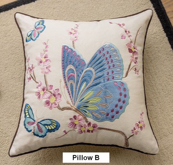 Butterfly Dragonfly Cotton and linen Pillow Cover, Modern Decorative Pillows for Couch, Decorative Throw Pillows for Living Room, Decorative Sofa Pillows-Art Painting Canvas