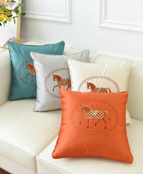 Decorative Throw Pillows for Couch, Modern Sofa Decorative Pillows, Embroider Horse Pillow Covers, Horse Modern Decorative Throw Pillows-Art Painting Canvas