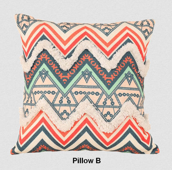 Square Pillows for Couch, Oriental Decorative Throw Pillows for Living Room, Geometric Modern Pillow Covers, Bohemian Decorative Sofa Pillows-Art Painting Canvas