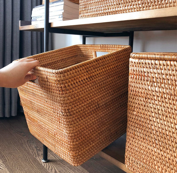 Oversized Rattan Storage Basket, Extra Large Rectangular Storage Basket for Clothes, Storage Baskets for Bathroom, Bedroom Storage Baskets-Art Painting Canvas