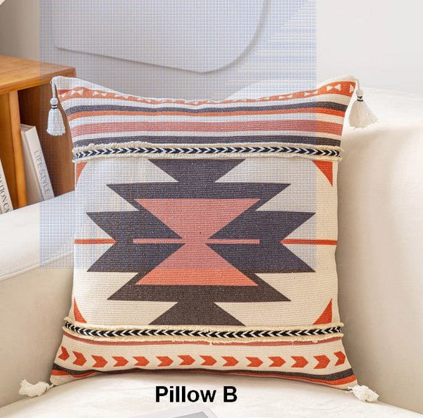 Bohemian Decorative Sofa Pillows, Geometric Modern Pillow Covers, Square Pillows for Couch, Oriental Decorative Throw Pillows for Living Room-Art Painting Canvas