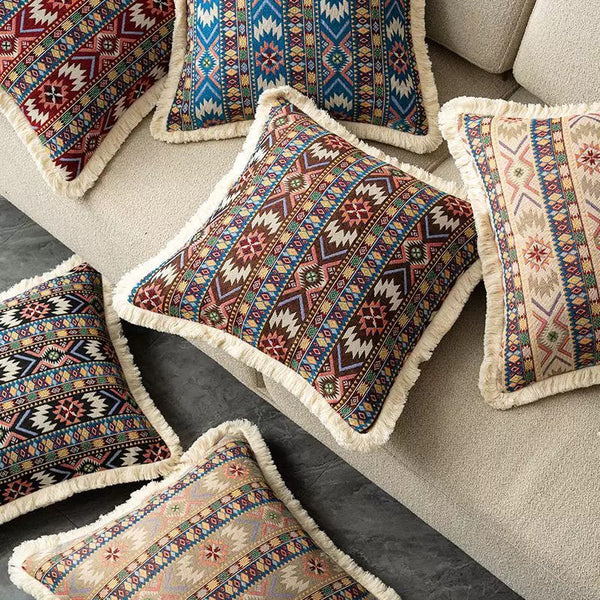 Bohemian Decorative Sofa Pillows for Living Room, Oriental Throw Pillow for Couch, Modern Geometric Decorative Throw Pillows for Bedroom-Art Painting Canvas