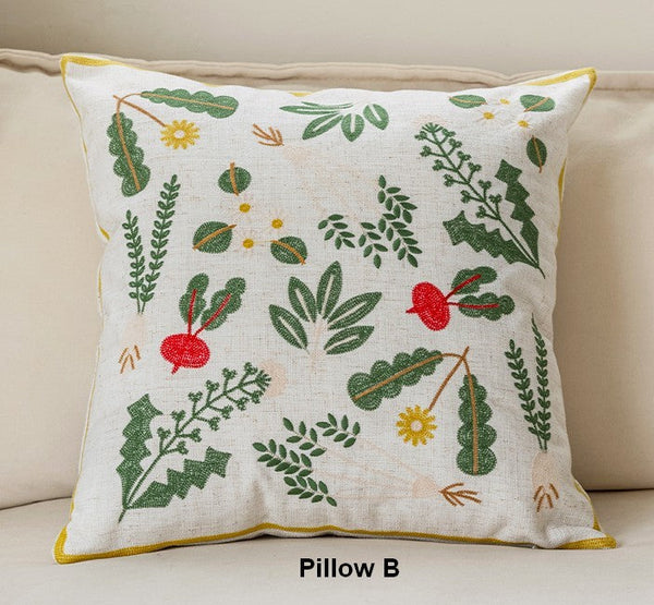 Decorative Pillows for Couch, Spring Flower Decorative Throw Pillows, Farmhouse Sofa Decorative Pillows, Embroider Flower Cotton Pillow Covers-Art Painting Canvas