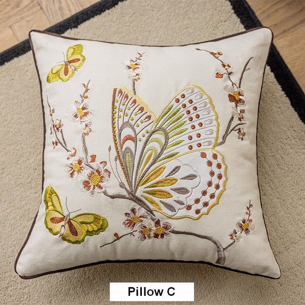 Butterfly Dragonfly Cotton and linen Pillow Cover, Modern Decorative Pillows for Couch, Decorative Throw Pillows for Living Room, Decorative Sofa Pillows-Art Painting Canvas