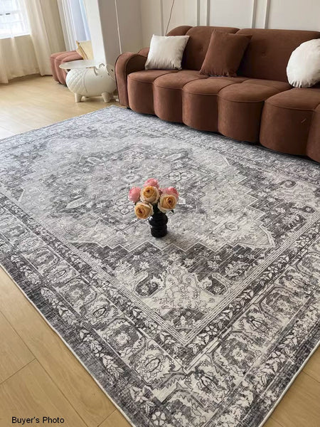 Gray Persain Rugs for Bedroom, Traditional Persian Rug, Vintage Area Rugs for Dining Room, Extra Large Vintage Persian Rugs, Oversized Area Rugs for Living Room-Art Painting Canvas