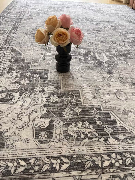 Gray Persain Rugs for Bedroom, Traditional Persian Rug, Vintage Area Rugs for Dining Room, Extra Large Vintage Persian Rugs, Oversized Area Rugs for Living Room-Art Painting Canvas