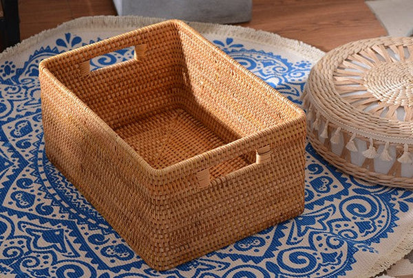 Woven Rattan Storage Baskets for Bedroom, Storage Basket for Shelves, Large Rectangular Storage Baskets for Clothes, Storage Baskets for Kitchen-Art Painting Canvas