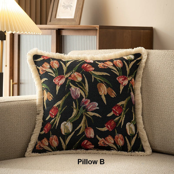 Tulip Flower Pillow Covers, Large Flower Decorative Pillows for Bedroom, Decorative Sofa Pillows for Couch, Farmhouse Decorative Pillows-Art Painting Canvas