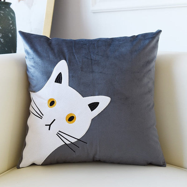 Modern Decorative Throw Pillows, Lovely Cat Pillow Covers for Kid's Room, Modern Sofa Decorative Pillows, Cat Decorative Throw Pillows for Couch-Art Painting Canvas