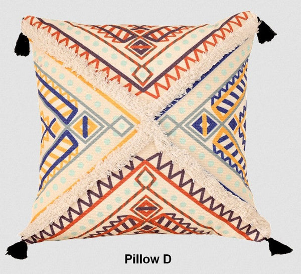 Oriental Decorative Throw Pillows for Living Room, Square Pillows for Couch, Geometric Modern Pillow Covers, Bohemian Decorative Sofa Pillows-Art Painting Canvas