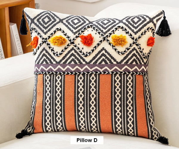 Unique Oriental Square Pillows for Bedroom, Geometric Modern Pillow Covers, Bohemian Decorative Sofa Pillows, Decorative Throw Pillows for Couch-Art Painting Canvas