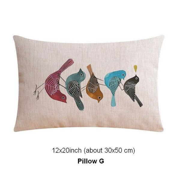 Love Birds Throw Pillows for Couch, Singing Birds Decorative Throw Pillows, Modern Sofa Decorative Pillows, Decorative Pillow Covers-Art Painting Canvas