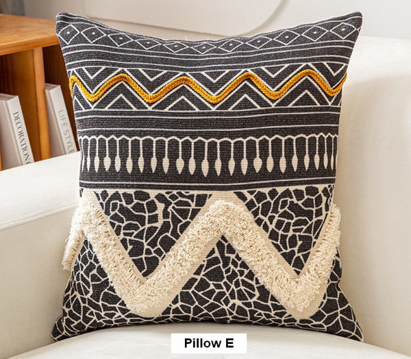 Unique Oriental Square Pillows for Bedroom, Geometric Modern Pillow Covers, Bohemian Decorative Sofa Pillows, Decorative Throw Pillows for Couch-Art Painting Canvas