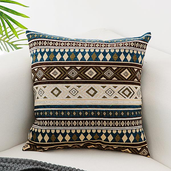 Oriental Throw Pillow for Couch, Bohemian Decorative Sofa Pillows, Geometric Pattern Chenille Throw Pillows-Art Painting Canvas