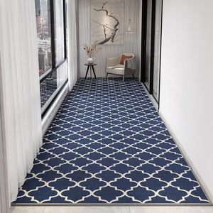 Stain-resistant Non Slip Kitchen Runner Rugs, Modern Long Hallway Runners, Washable Entrance Hallway Runners, Extra Long Narrow Blue Runner Rugs, Contemporary Entryway Runner Rug Ideas-Art Painting Canvas