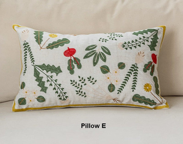 Decorative Pillows for Couch, Spring Flower Decorative Throw Pillows, Farmhouse Sofa Decorative Pillows, Embroider Flower Cotton Pillow Covers-Art Painting Canvas