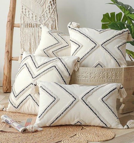 Beige Decorative Throw Pillows, Geometric Square Modern Throw Pillows for Couch, Contemporary Throw Pillow for Interior Design-Art Painting Canvas