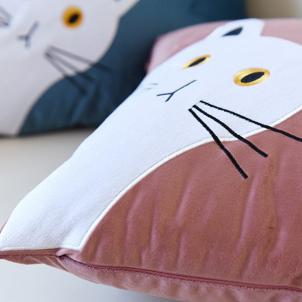 Modern Sofa Decorative Pillows, Lovely Cat Pillow Covers for Kid's Room, Cat Decorative Throw Pillows for Couch, Modern Decorative Throw Pillows-Art Painting Canvas