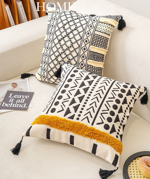 Unique Oriental Square Pillows for Bedroom, Geometric Modern Pillow Covers, Bohemian Decorative Sofa Pillows, Decorative Throw Pillows for Couch-Art Painting Canvas