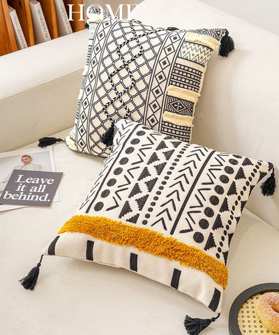 Unique Oriental Square Pillows for Bedroom, Geometric Modern Pillow Covers, Bohemian Decorative Sofa Pillows, Decorative Throw Pillows for Couch-Art Painting Canvas