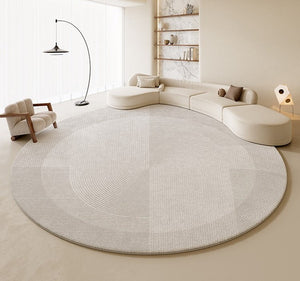 Large Grey Geometric Floor Carpets, Modern Living Room Round Rugs, Abstract Circular Rugs under Dining Room Table, Bedroom Modern Round Rugs-Art Painting Canvas