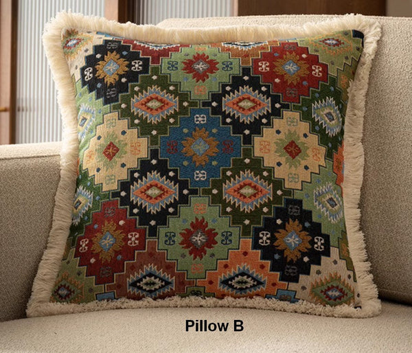 Bohemian Decorative Sofa Pillows for Living Room, Flower Decorative Pillows for Bedroom, Extra Large Modern Geometric Pillows-Art Painting Canvas